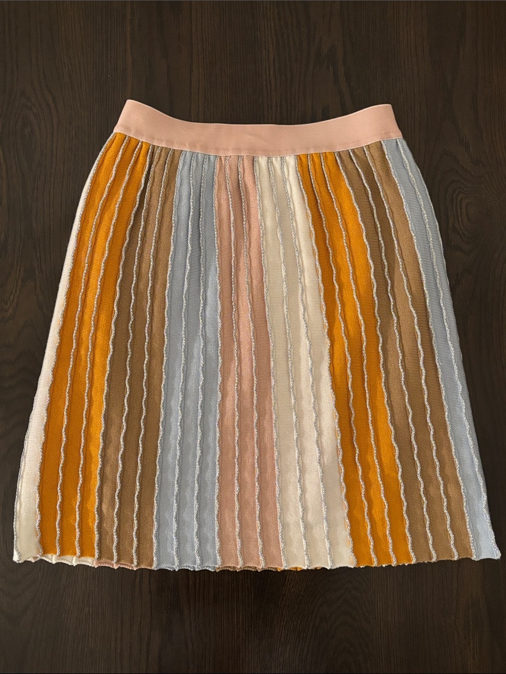 Eva Franco Textured Knit Mini Skirt XS | Metallic Stripe Anthropologie Style